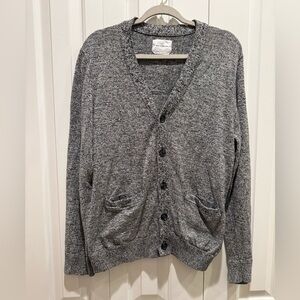 Your Neighbors Womens 100% Cotton V-neck Cozy Preppy Cardigan Academia Grey Lg